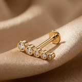 14K Solid Gold Graduated Bezel Tragus Earring – Cartilage Piercing Stud