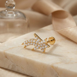14K Gold Pavé Shooting Star Stud – Celestial Tragus Piercing