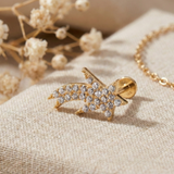 14K Gold Pavé Shooting Star Stud – Celestial Tragus Piercing
