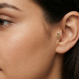 14K Solid Gold Snake Tragus Earring – Serpent Cartilage Stud with Sparkling Stone