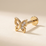 14K Solid Gold Butterfly Tragus Earring – Cartilage Piercing Jewelry