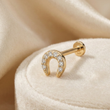14K Solid Gold Horseshoe Tragus Earring – Good Luck Cartilage Stud