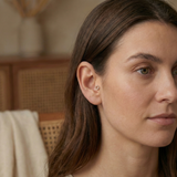 14K Gold Pavé Circle Tragus Stud – Minimal Flat Back Piercing