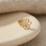 14K Solid Gold Daisy Tragus Earring – Dainty Cartilage Piercing Stud