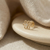 14K Solid Gold Daisy Tragus Earring – Dainty Cartilage Piercing Stud