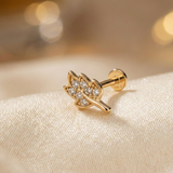 14K Massivgold Blatt Tragus Ohrring – Von der Natur inspirierter Knorpelschmuck