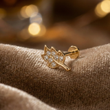 14K Massivgold Blatt Tragus Ohrring – Von der Natur inspirierter Knorpelschmuck