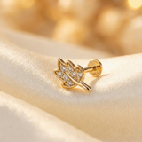 14K Massivgold Blatt Tragus Ohrring – Von der Natur inspirierter Knorpelschmuck