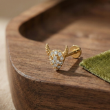Piercing para trago con forma de cuerno de diablo en oro de 14 quilates y espalda plana con pavé BRK2