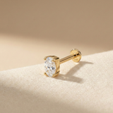 14K Gold Oval Stud Tragus Piercing