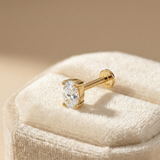 14K Gold Oval Stud Tragus Piercing