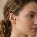 14K Solid Gold Marquise Blue Stone Tragus Earring – Curved Cartilage Stud