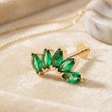 14K Solid Gold Emerald Green Marquise Tragus Earring
