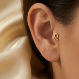 14K Gold Leo Zodiac Tragus Stud – Astrology Flat Back Piercing
