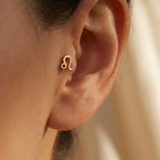 14K Gold Leo Zodiac Tragus Stud – Astrology Flat Back Piercing