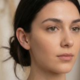 14K Solid Gold Skull Tragus Stud with Crystal Eyes - Gold Cartilage Jewelry