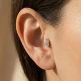 14K Gold Double-Stone Tragus Stud Piercing - Round Duo Helix Stud