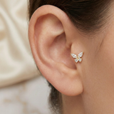 14K Gold Butterfly Tragus Stud Earring – Cartilage Piercing Jewelry