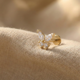 14K Gold Butterfly Tragus Stud Earring – Cartilage Piercing Jewelry