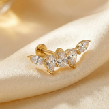 14K Gold Marquise Cluster Tragus Stud – Flat Back Piercing