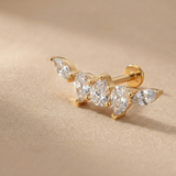 14K Gold Marquise Cluster Tragus Stud – Flat Back Piercing