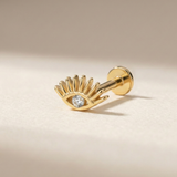 14K Gold Protective Eye Tragus Stud – Flat Back Symbolic Piercing
