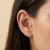 14K Solid Gold Lightning Bolt Tragus Earring – Flat Back Threadless Labret