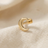 14K Solid Gold Crescent Moon Tragus Earring – Celestial Cartilage Piercing Jewelry