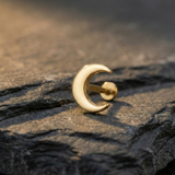 14K Solid Gold Crescent Moon Tragus Earring – Celestial Cartilage Piercing Jewelry