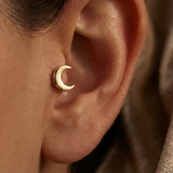 14K Solid Gold Crescent Moon Tragus Earring – Celestial Cartilage Piercing Jewelry
