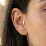 14K Solid Gold Crescent Moon Tragus Earring – Celestial Cartilage Piercing Jewelry