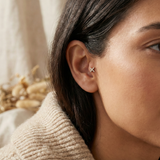 14K Gold Pavé X Cartilage Stud – Flat Back Labret