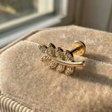 14K Solid Gold Leaf Cartilage Earring Nature Inspired Tragus Stud