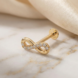 14K Gold Infinity Tragus Stud – Flat Back Symbolic Piercing