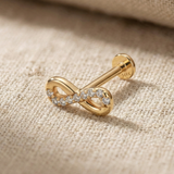 14K Gold Infinity Tragus Stud – Flat Back Symbolic Piercing
