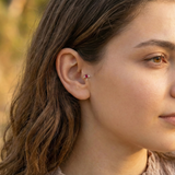 14K Gold Ruby Starburst Cartilage Stud – Flat Back Labret