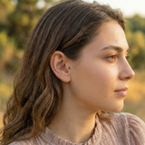 14K Gold Ruby Starburst Cartilage Stud – Flat Back Labret