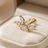 14K Solid Gold Pear Cluster Tragus Earring – Statement Cartilage Stud