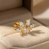 14K Solid Gold Pear Cluster Tragus Earring – Statement Cartilage Stud