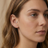 14K Solid Gold Triple CZ Tragus Earring – Flat Back Threadless Labret