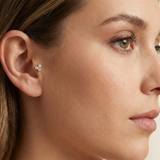 14K Solid Gold Triple CZ Tragus Earring – Flat Back Threadless Labret