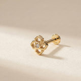 14K Solid Gold Geometric Quatrefoil Tragus Earring – Cartilage Stud