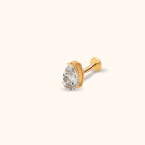 14K gold flat back tragus stud with pear-cut teardrop zircon stone