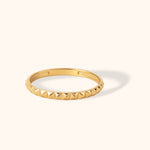 Minimal 14K gold ring with pyramid-cut textured design