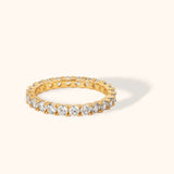 14K gold eternity band ring with full circle round brilliant diamonds