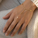 14K Gold Rosary Hand Chain Bracelet – Multi Cross Jewelry for Faith-Inspired Looks