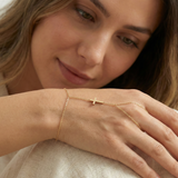 14K Gold Cross Hand Chain Bracelet Rosary Style Faith Jewelry for Women