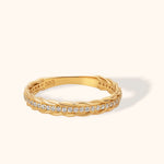 14K gold twisted braid ring with diamonds, eternity band, braided diamond ring