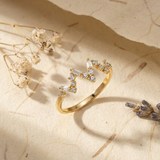 14K Yellow Gold Zigzag Baguette & Round Open Band Ring