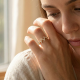 14K Yellow Gold Zigzag Baguette & Round Open Band Ring